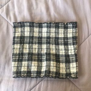 black and white plaid tube top